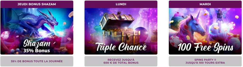 Jeudi bonus Shazam proposé par Magical Spin Casino
